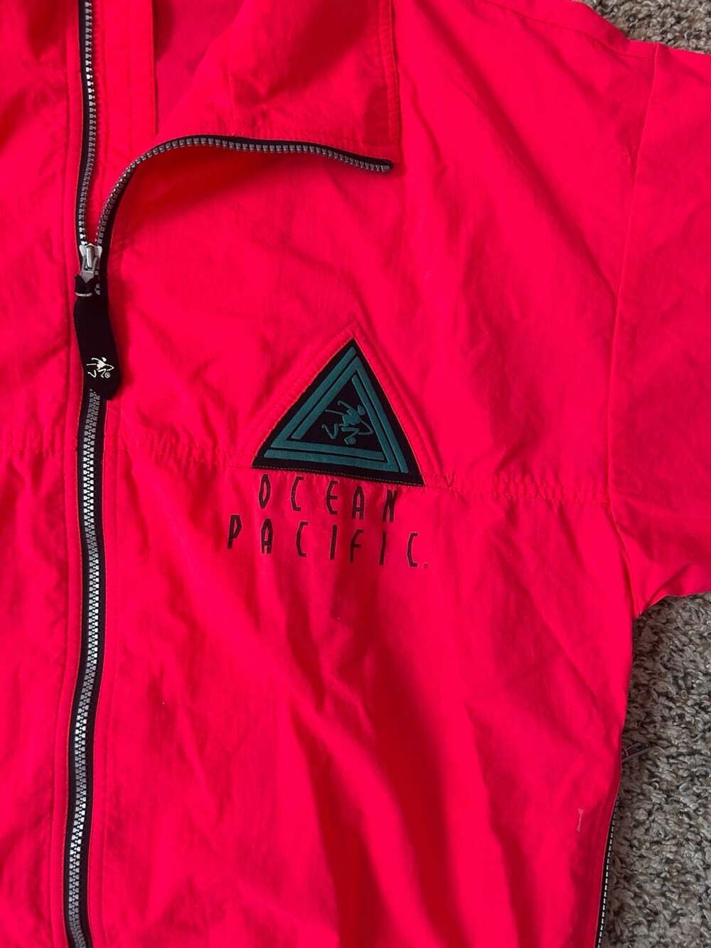 Vintage 90s Ocean Pacific Op Neon Pink Full Zip Windb… - Gem